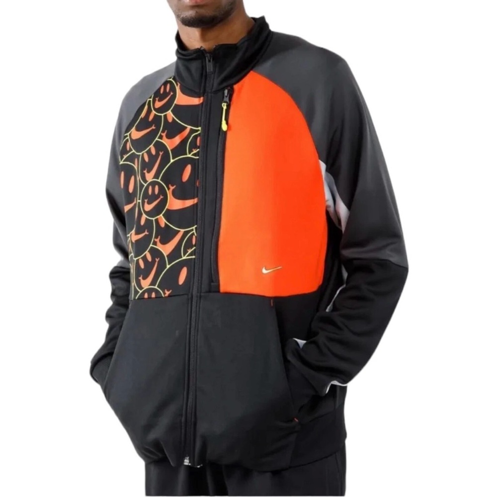 Nike Sportswear N98 Smile Track Jacket Black Orange Graphic Men’s Small